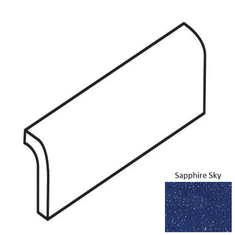 Color Wheel Splash Sapphire Sky Ceramic Wall Trim - 2" X 6" Radius Bullnose