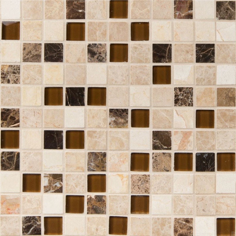 Decorative Blends Ibiza Blend Glass & Stone Mosaic - 1" X 1" - Textured