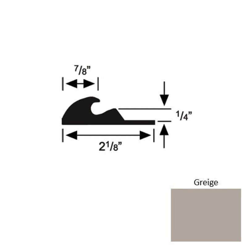 Solid 41 Greige Rubber Tackless Carpet Bar - 2 1/8" X 9 Ft (108") X 1/4"
