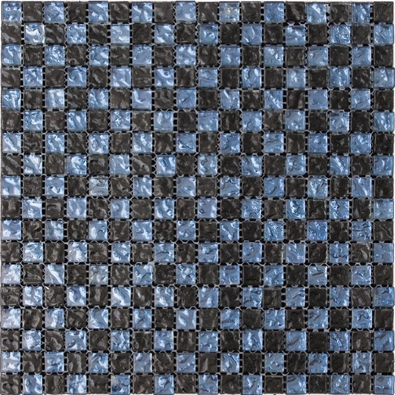 Crystal Springs Chess Midnight Glass Mosaic - 0.6" x 0.6" - Glossy