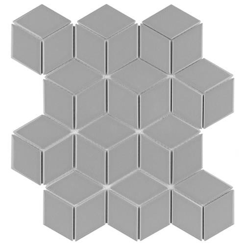 Metro Light Grey Porcelain Mosaic - Rhombus - Glossy