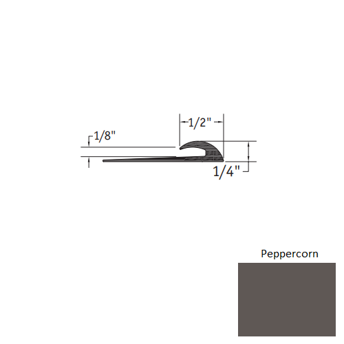 Johnsonite Peppercorn Vinyl Moulding / Trim - 1/2" X 12 Ft (144") X 1/8" Slim Line Transition - Slim Line Transition
