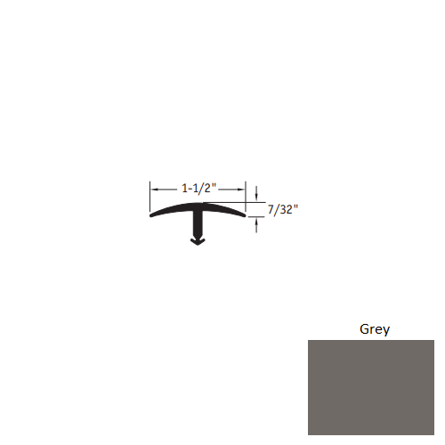 Johnsonite Grey Vinyl Moulding / Trim - 1 1/2" X 12 Ft (144") X 1/2" T Molding - T Molding