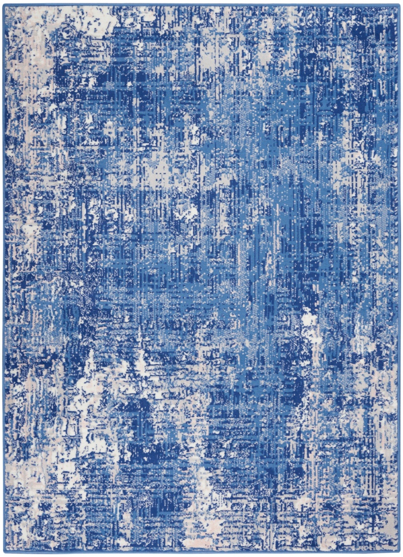 Whimsicle Blue Ivory Polypropylene Modern Area Rug
