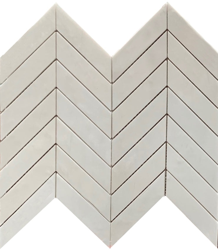 Bianco Dolomite Marble Mosaic - Large Chevron