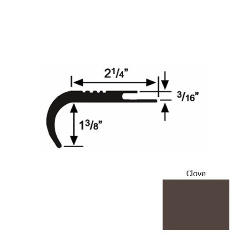 Solid 18 Clove Rubber Undercut Carpet Nosing (Rd) - 2 1/4" X 9 Ft (108")