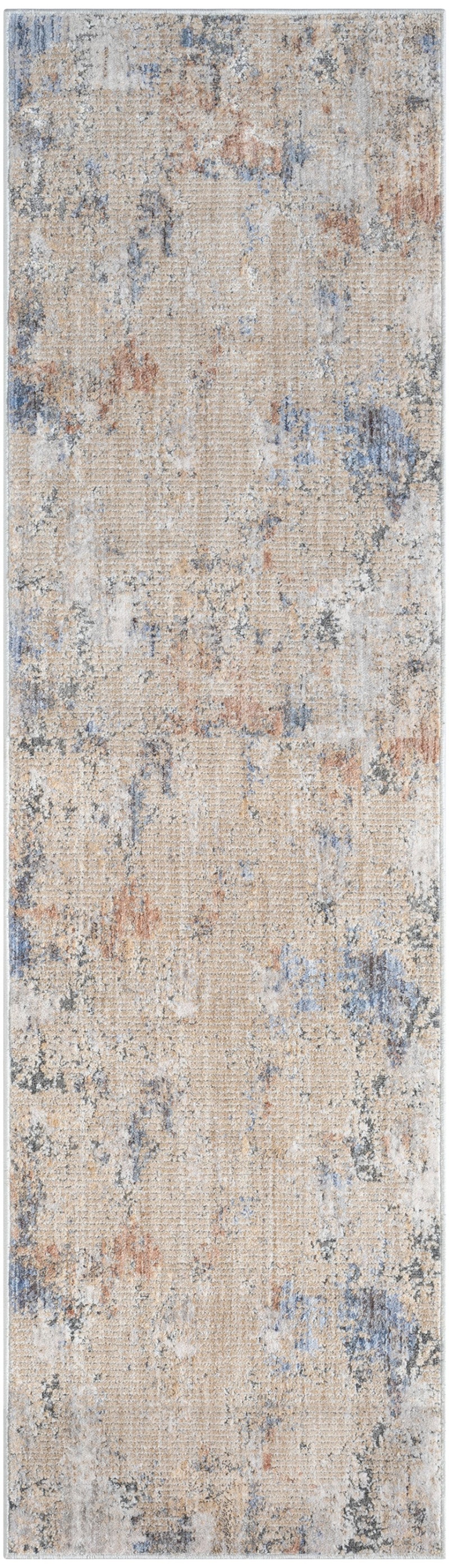 Abstract Hues Beige Grey Runner Rug