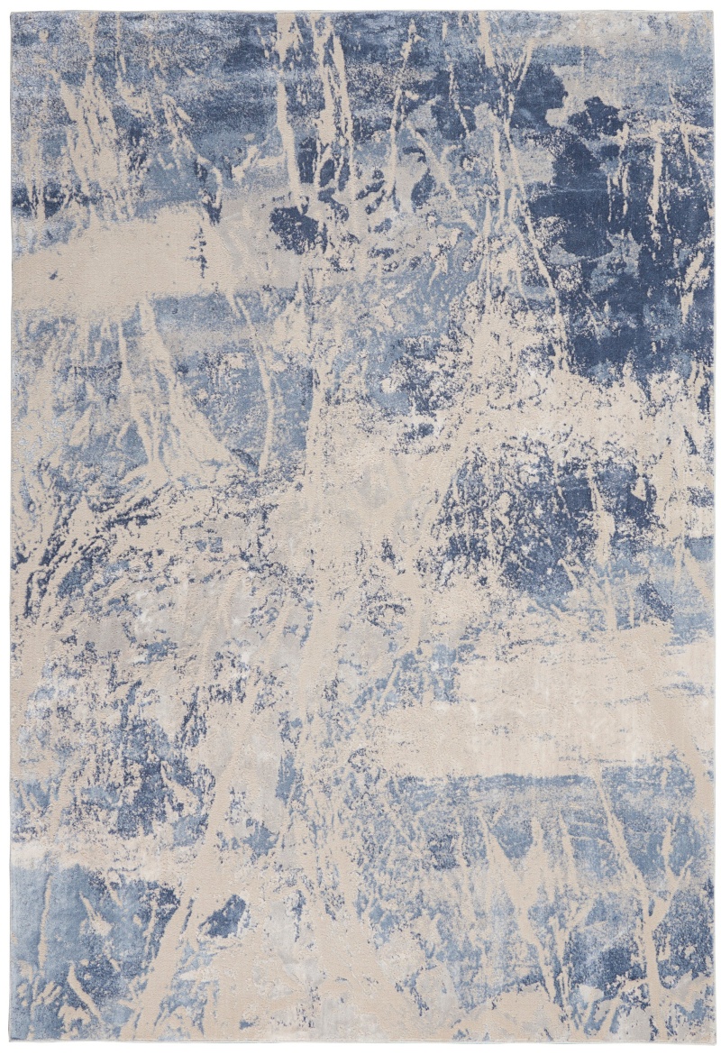 Blue / Cream Synthetic Fibers Modern Area Rug