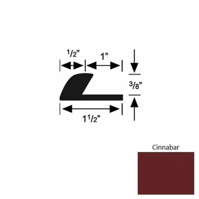 Solid 37 Cinnabar Rubber Underlap Carpet Edge - 1 1/2" X 9 Ft (108") X 3/8"