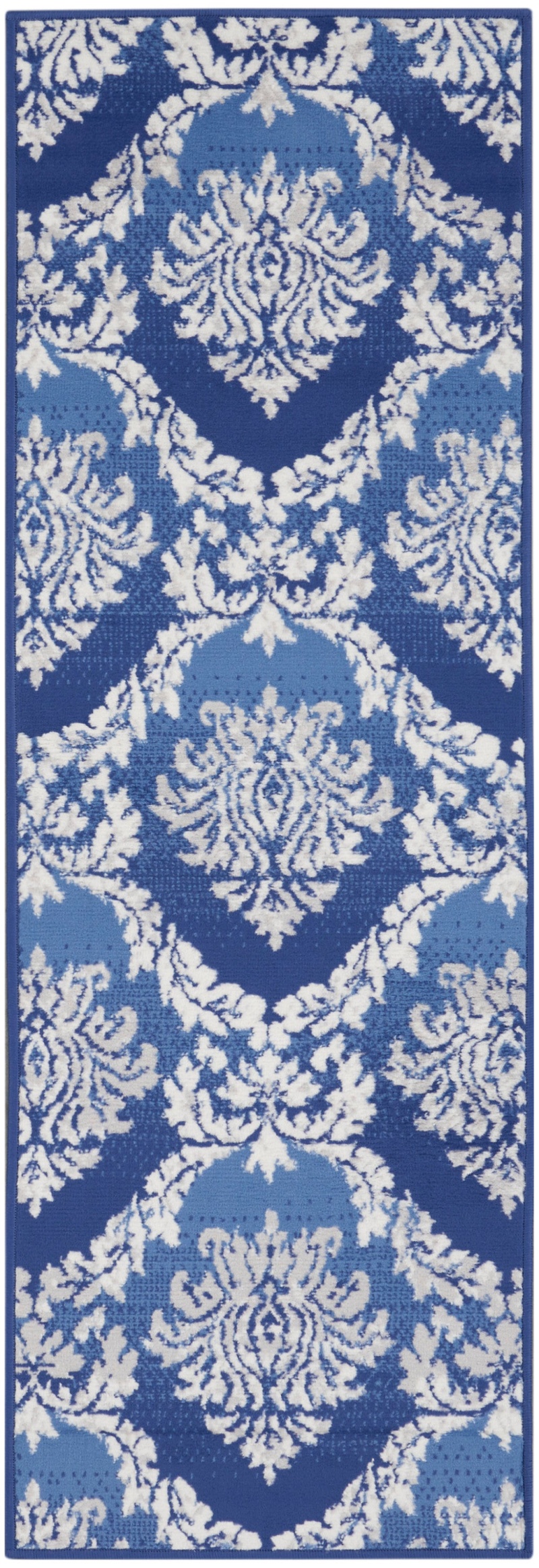 Whimsicle Blue Polypropylene Farmhouse Area Rug Runner