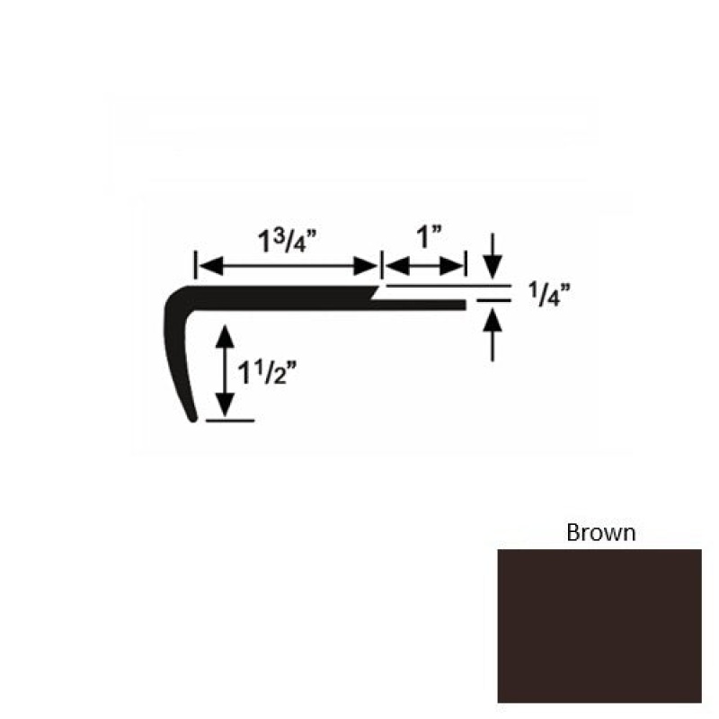 Solid 13 Brown Rubber Single Flange Carpet Stair Nosing