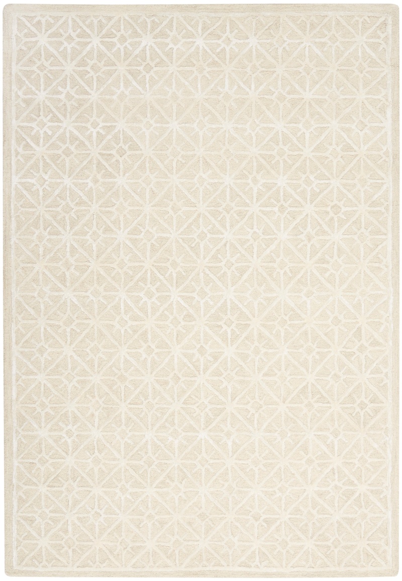 Ivory Wool Blend Contemporary Area Rug