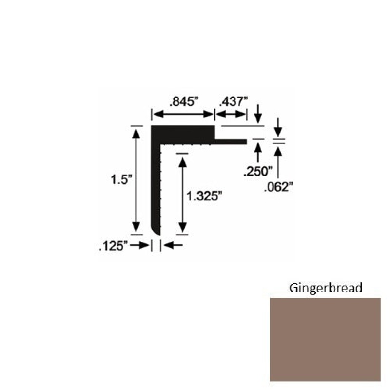 Solid 57 Gingerbread Rubber Landing Trim - 1 1/2" X 98"