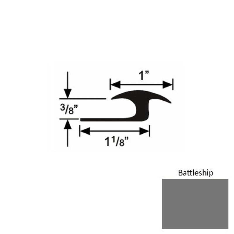 Solid 60 Battleship Rubber Tile / Carpet Joiner - 1 1/8" X 9 Ft (108") X 3/8"