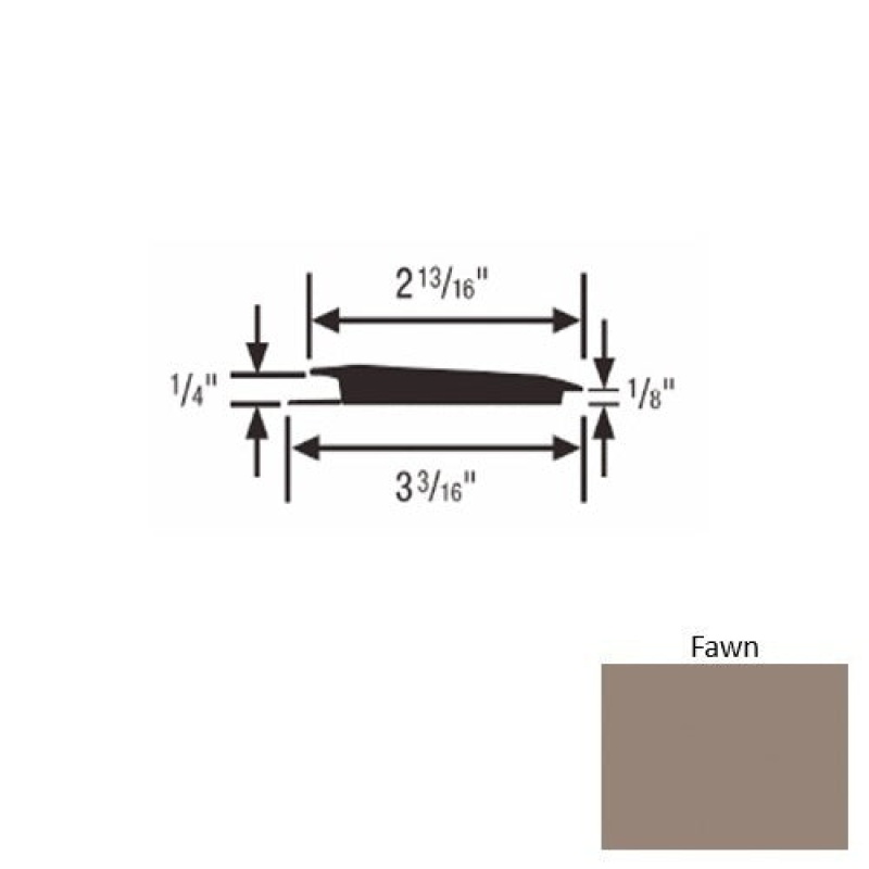 Solid 65 Fawn Rubber Rolling Traffic Transition - 3 3/16" X 9 Ft (108") X 1/4" - 1/8"