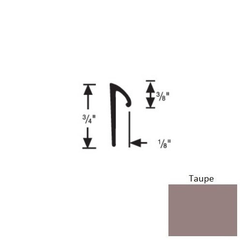 Flextones Taupe Vinyl 197R Tapered Resilient Cove Cap - 3/8" X 12 Ft - Thermoplastic