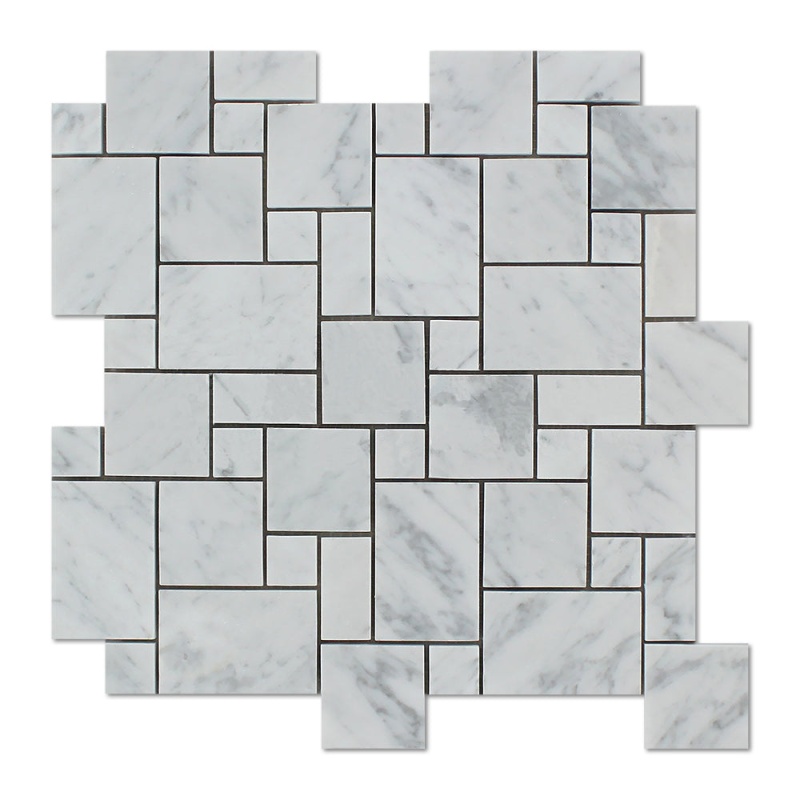 White Carrara Marble Mosaic - Mini Versailles Pattern