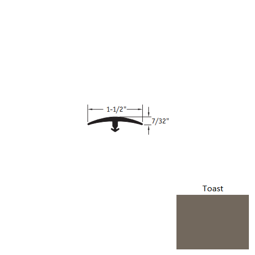 Johnsonite Toast Vinyl Moulding / Trim - 1 1/2" X 12 Ft (144") X 1/4" & 5/16" T Molding - T Molding