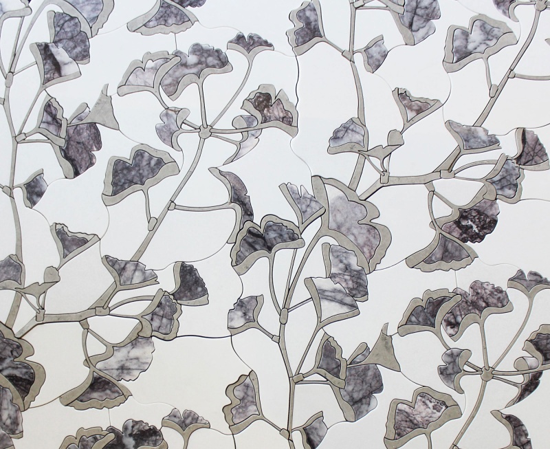 Ginkgo Lilac Marble & Limestone Mosaic - Flower - Polished
