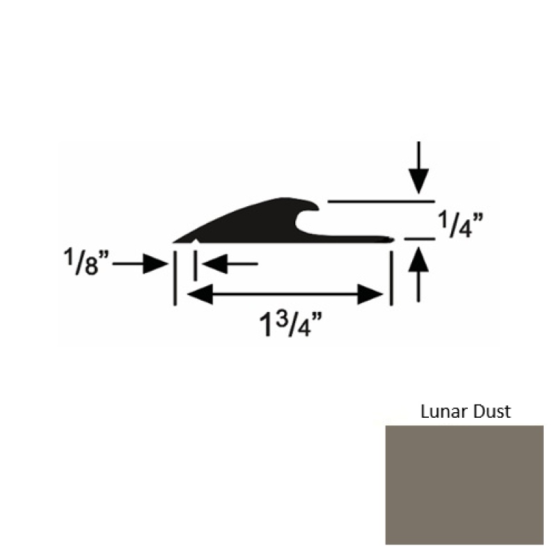 Solid 43 Lunar Dust Rubber Custom Carpet Edging - 1 3/4" X 9 Ft (108") X 1/4"