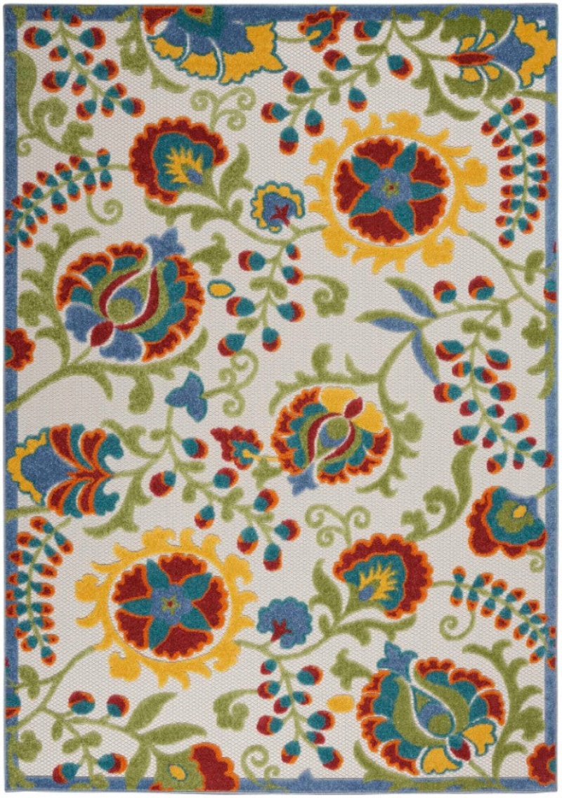 Aloha Ivory Multi Alh17 Polypropylene & Polyester Contemporary Area Rug - 5 Ft X 8 Ft - Ivory Multi