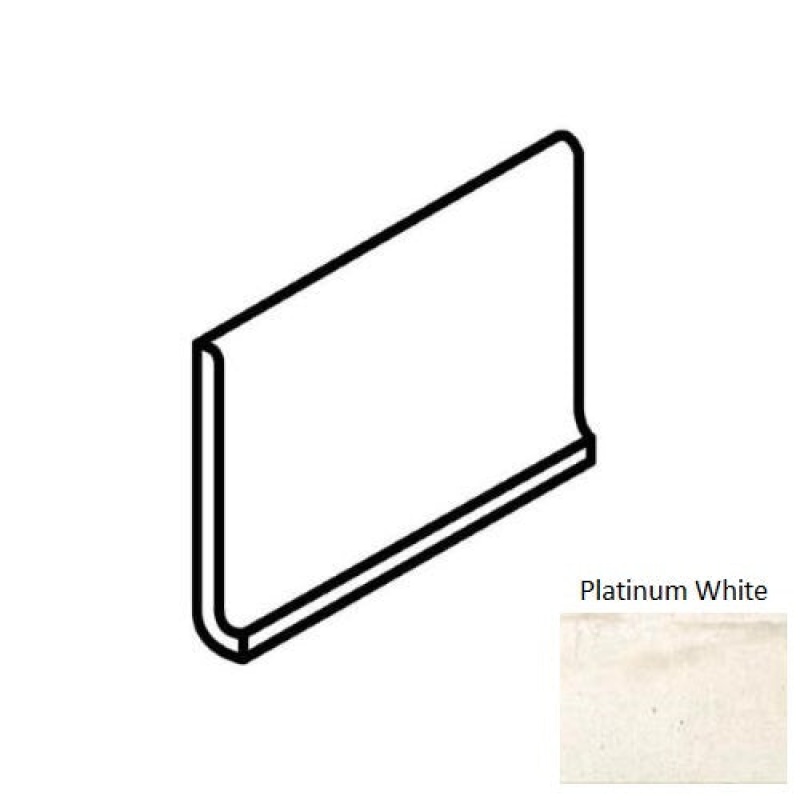 Union Platinum White Porcelain Cove Base, 6" x 12", Matte