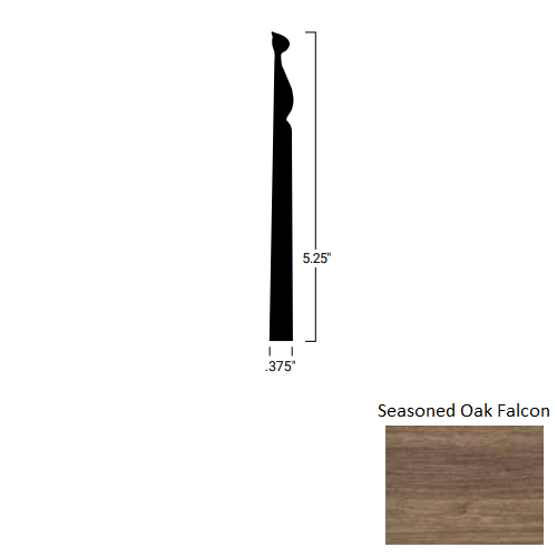 Johnsonite Seasoned Oak Falcon Rubber Masquerade Wall Base - 5 1/4" X 8 Ft (96") X 3/8" Classic