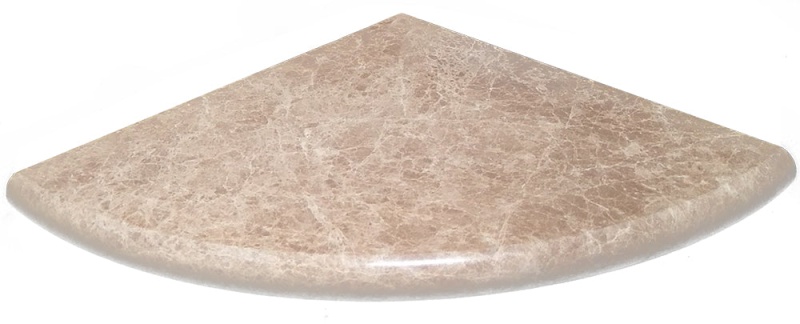 Emperador Light Marble Corner Shelf - 9" Radius - Polished