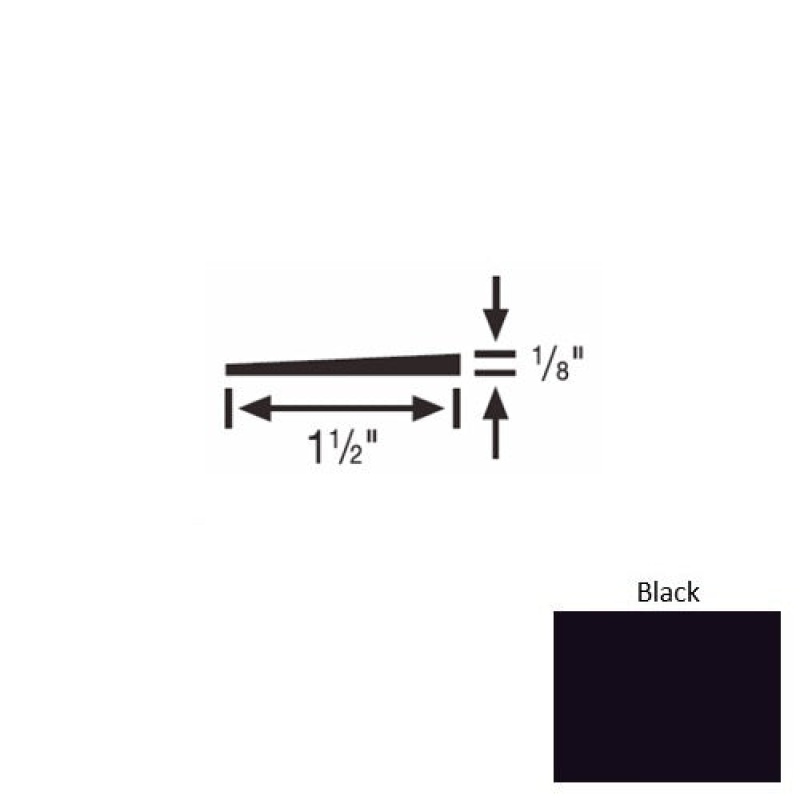 Solid 45 Black Rubber Reducer Strip, 1 1/2" X 9 Ft (108") X 1/8"