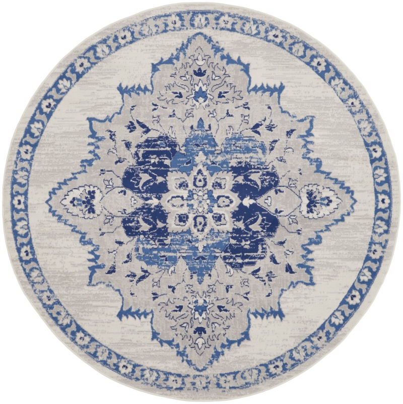 Whimsicle Whs14 Ivory Blue Polypropylene Bohemian Area Rug
