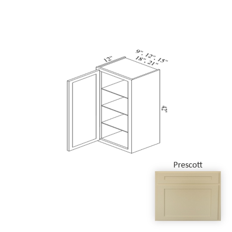 Prescott Wood Kitchen Wall Cabinet 9" x 42" x 12"