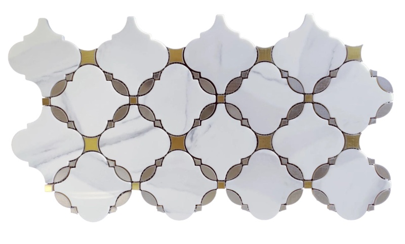 Alpine White Recycled Glass Mosaic - Arabesque - Arabesque