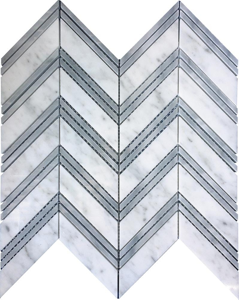 Marbella Bianco Carrara / Bardiglio Nuvolato Marble Mosaic - Altamirano - Polished