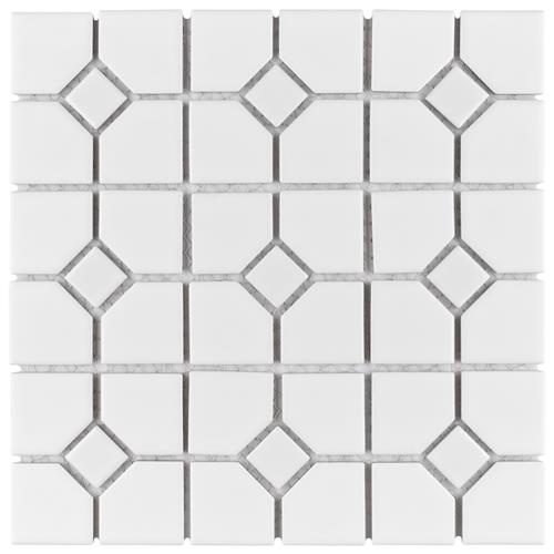 Oxford White With White Dot Porcelain Mosaic - Matte