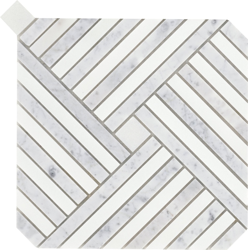 Alluro White / Silver Marble Mosaic - Palace - Polished