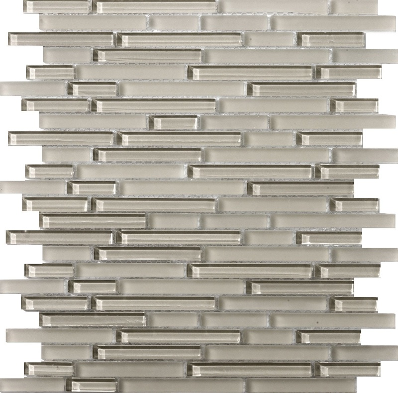 Lucente Morning Fog Solid Glass Mosaic - Linear - Glossy & Matte