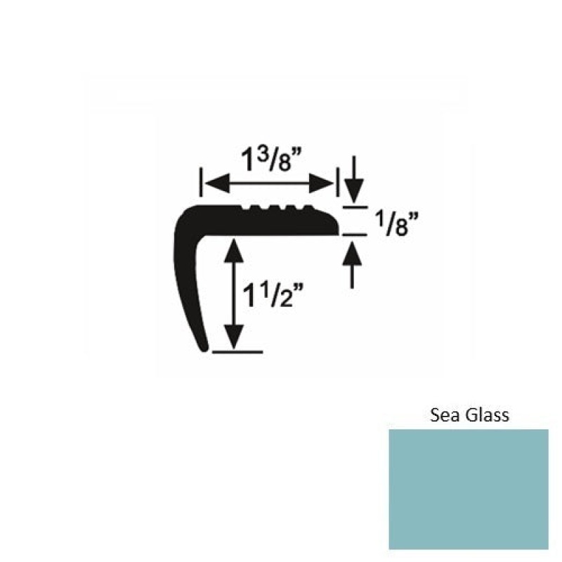 Solid 05 Sea Glass Rubber Domestic Stair Nosing