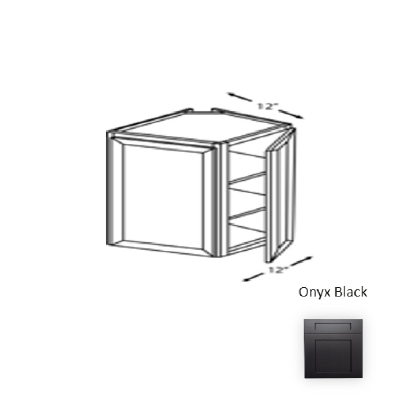 Ob.Wec1242 Framed Shaker Signature Onyx Black Natural Clear Coat Wood Kitchen Wall Cabinet - 12" X 42" X 12" - Natural Clear Coat