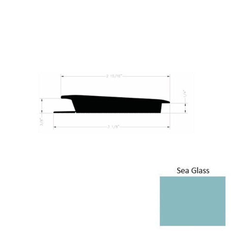 Solid 75 Sea Glass Rubber Rolling Traffic Transition - 3 1/8" X 9 Ft (108") X 3/8" - 1/4"