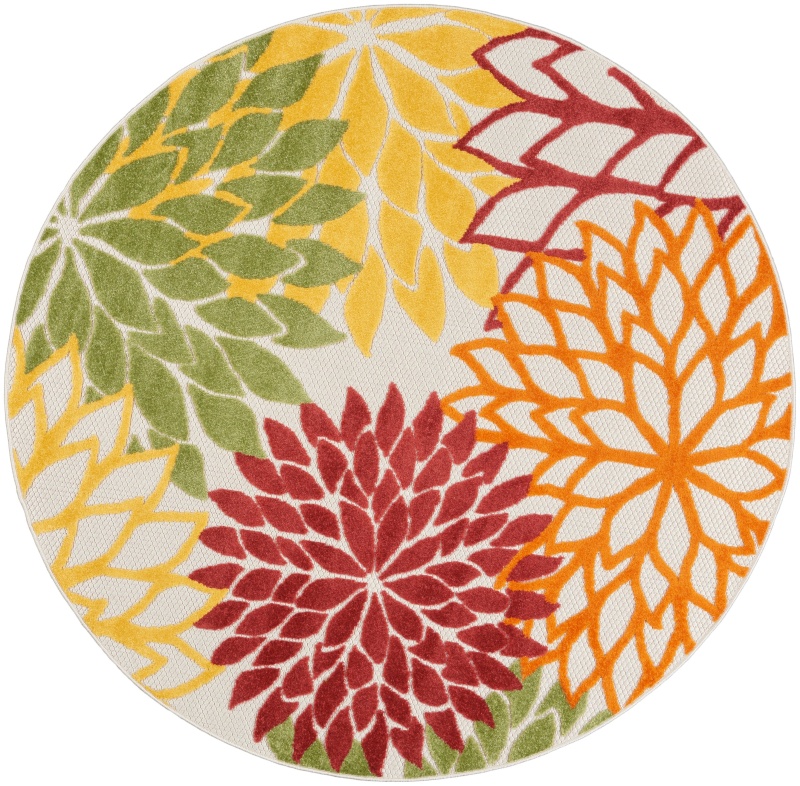 Aloha Red Multi Colored Tropical Area Rug