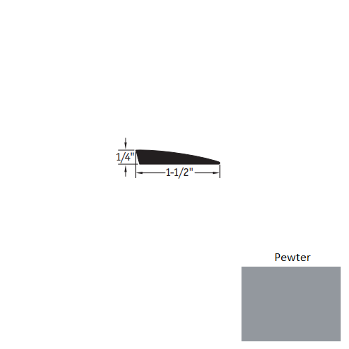 Pewter Vinyl Carpet Reducer Trim 1/4" x 12 Ft