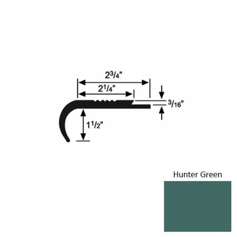 Solid 08 Hunter Green Rubber Underlap Stair Nosing