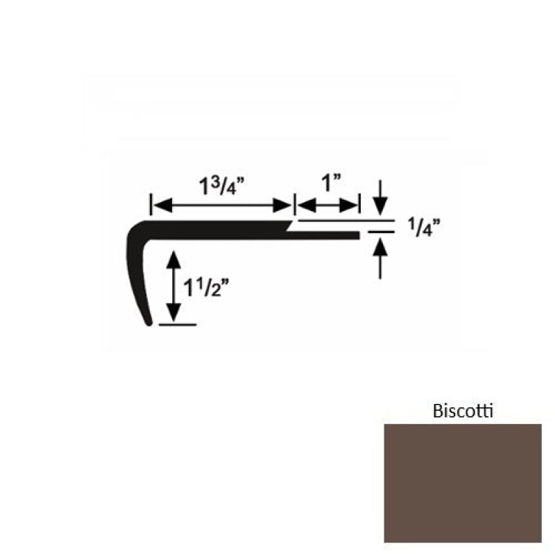 Solid 13 Biscotti Rubber Single Flange Carpet Stair Nosing