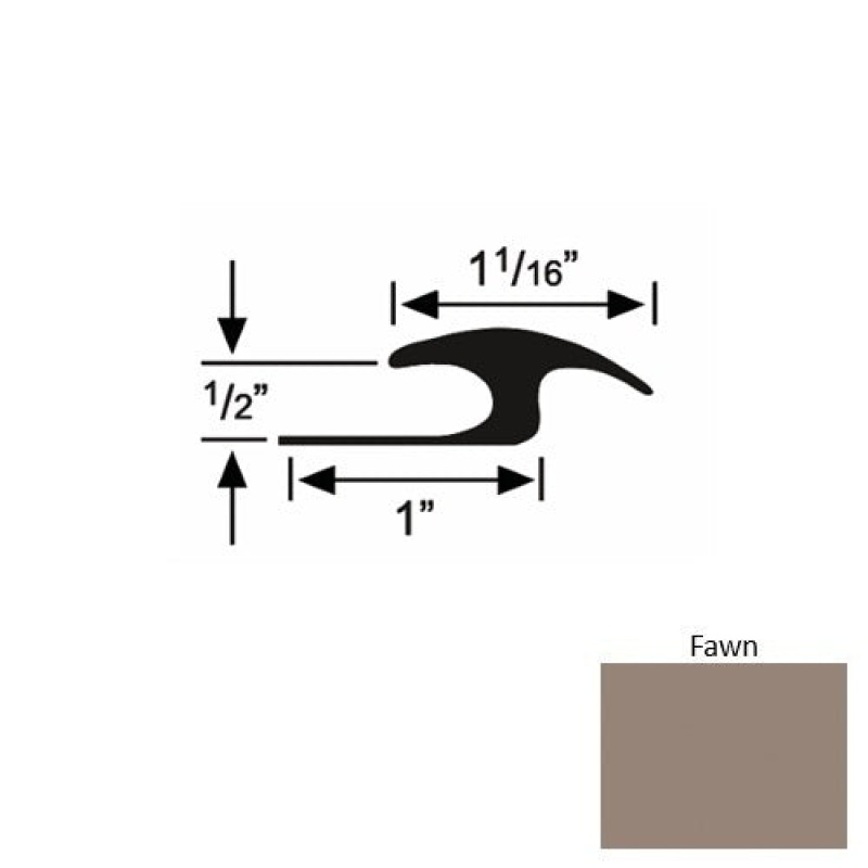 Solid 56 Fawn Rubber Tile / Carpet Joiner - 1" X 9 Ft (108") X 1/2"