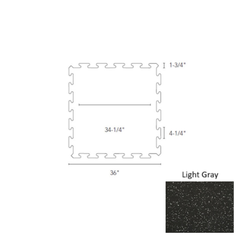Light Gray Recoil Fitness Flooring Interlocking Tile 50% Chip 1/2 Gauge - Urethane - 34 1/4" X 34 1/4"