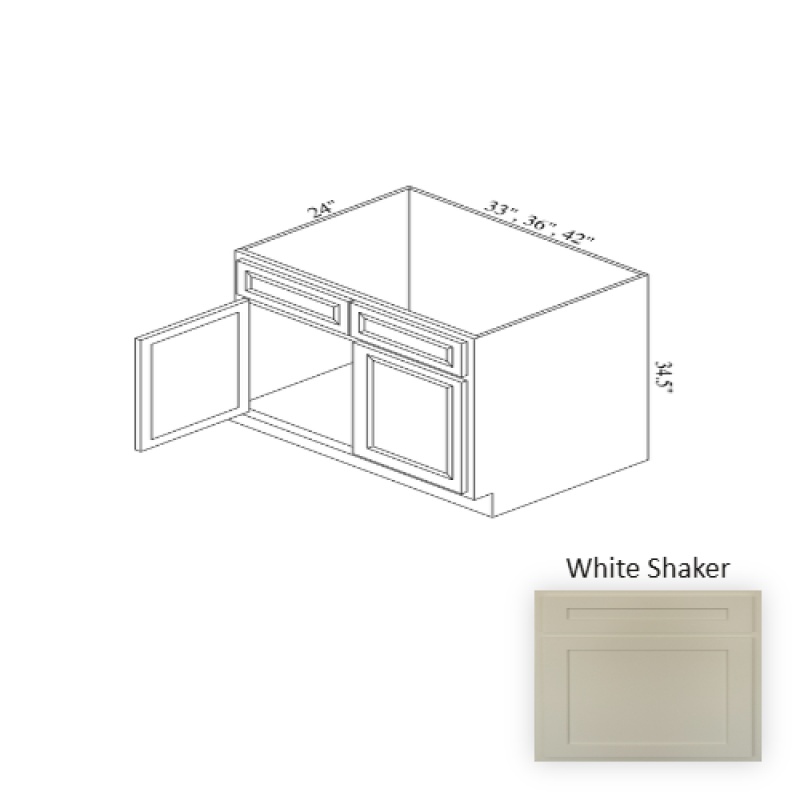 Sb36 White Shaker Wood Kitchen Sink Base Cabinet - 36" X 34.5" X 24" (Assembly Required) - White Shaker