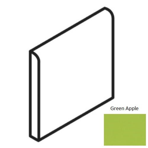 Bright & Matte Green Apple Ceramic Wall Trim - 6" X 6" Bullnose - Glossy