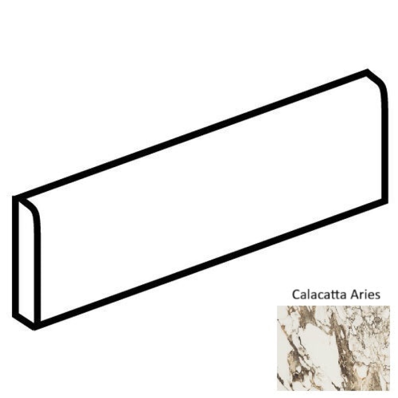 Panoramic Duet Calacatta Aries Porcelain Floor Trim - 3" X 24" Bullnose