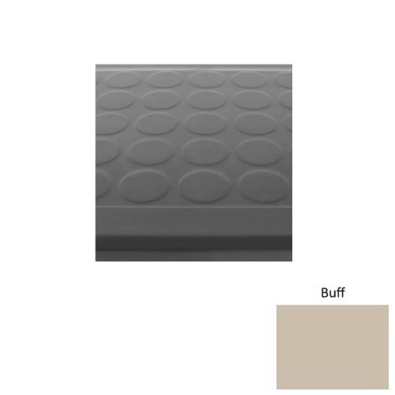 Solid 92 Buff Low Profile Raised Circular Rubber (Sq) With Black Abrasive Strip Stair Tread - Textured