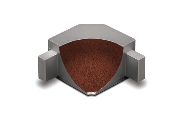 Dilex Ahka 90 Degree Inside Corner Metal Tile Edging Trim - Rustic Brown Textured Color Coated Aluminum - 9/16" X 1"